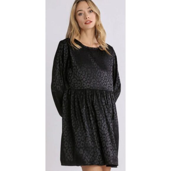 Umgee Black Leopard Mini Dress - Picture 3 of 6